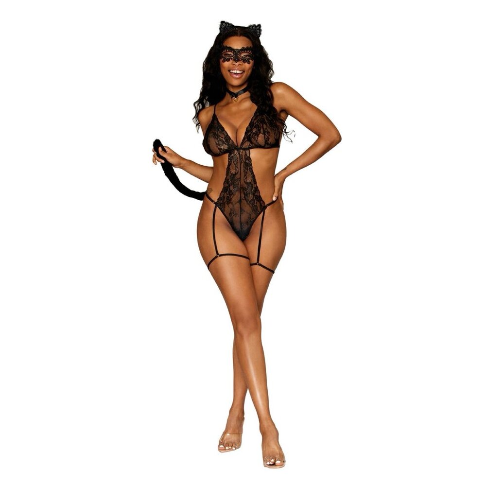 Dreamgirl Frisky Kitty - One Size - Black